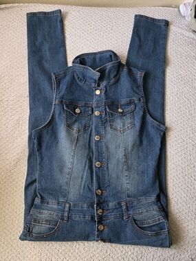 Blue Republic Women’s Blue Denim Jeans + Jacket Vest Romper|Soft & Strechy